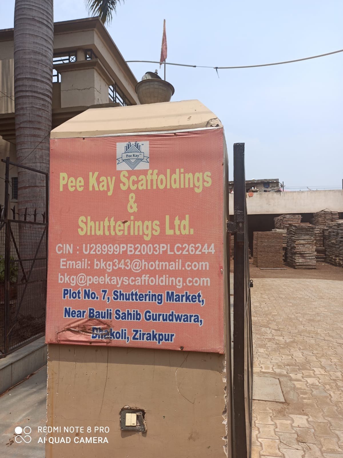 Pee Kay Scaffolding Entrance Board and Yard
